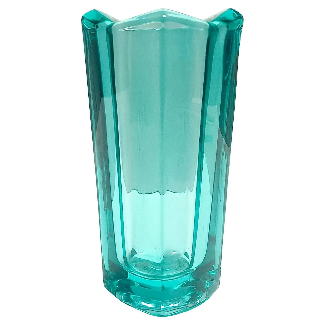 Postmodern Thick Teal Blown Glass Vase #472 by Jiri Zejmon, 80s 1
