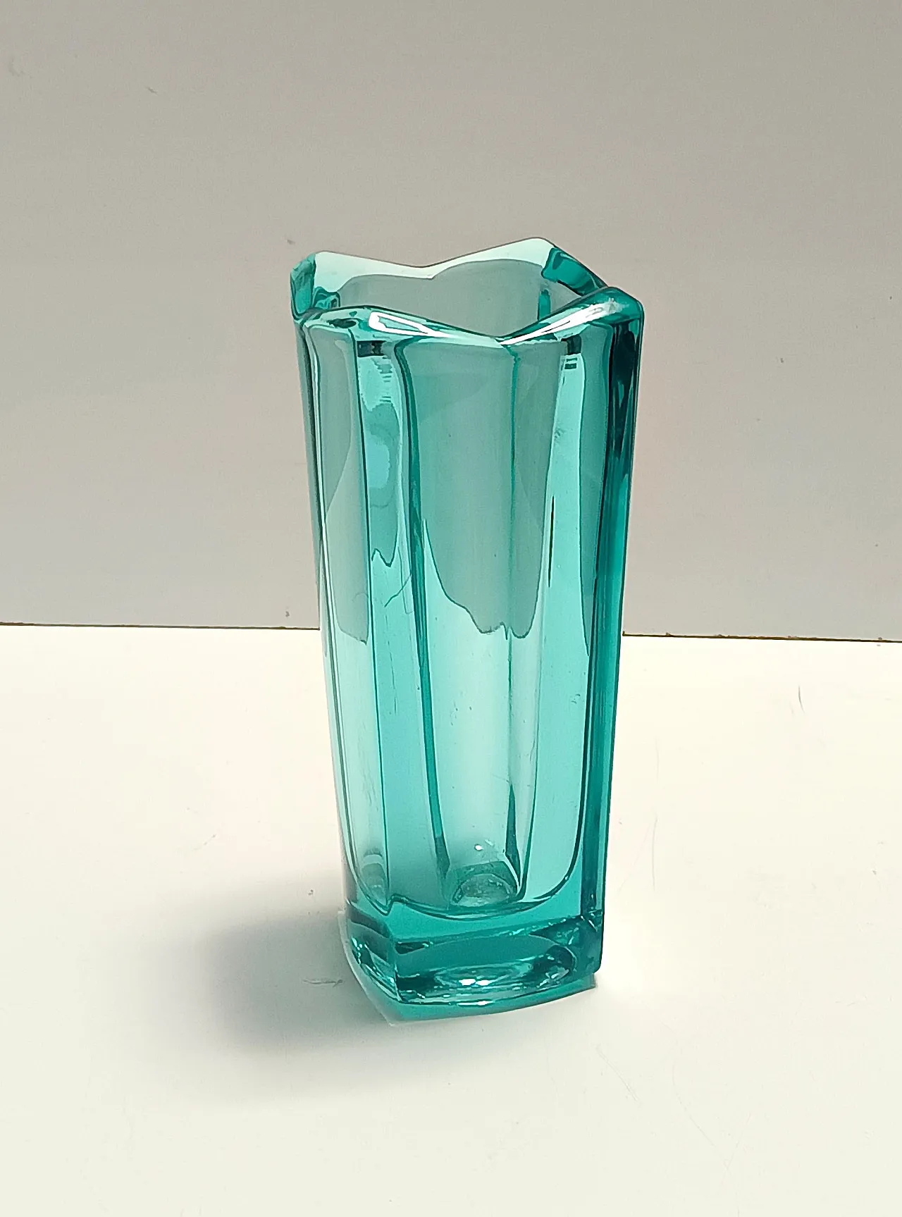 Postmodern Thick Teal Blown Glass Vase #472 by Jiri Zejmon, 80s 4