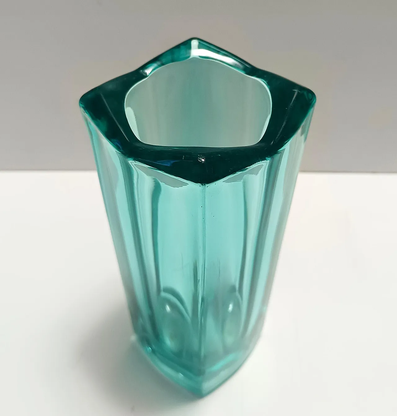 Postmodern Thick Teal Blown Glass Vase #472 by Jiri Zejmon, 80s 7