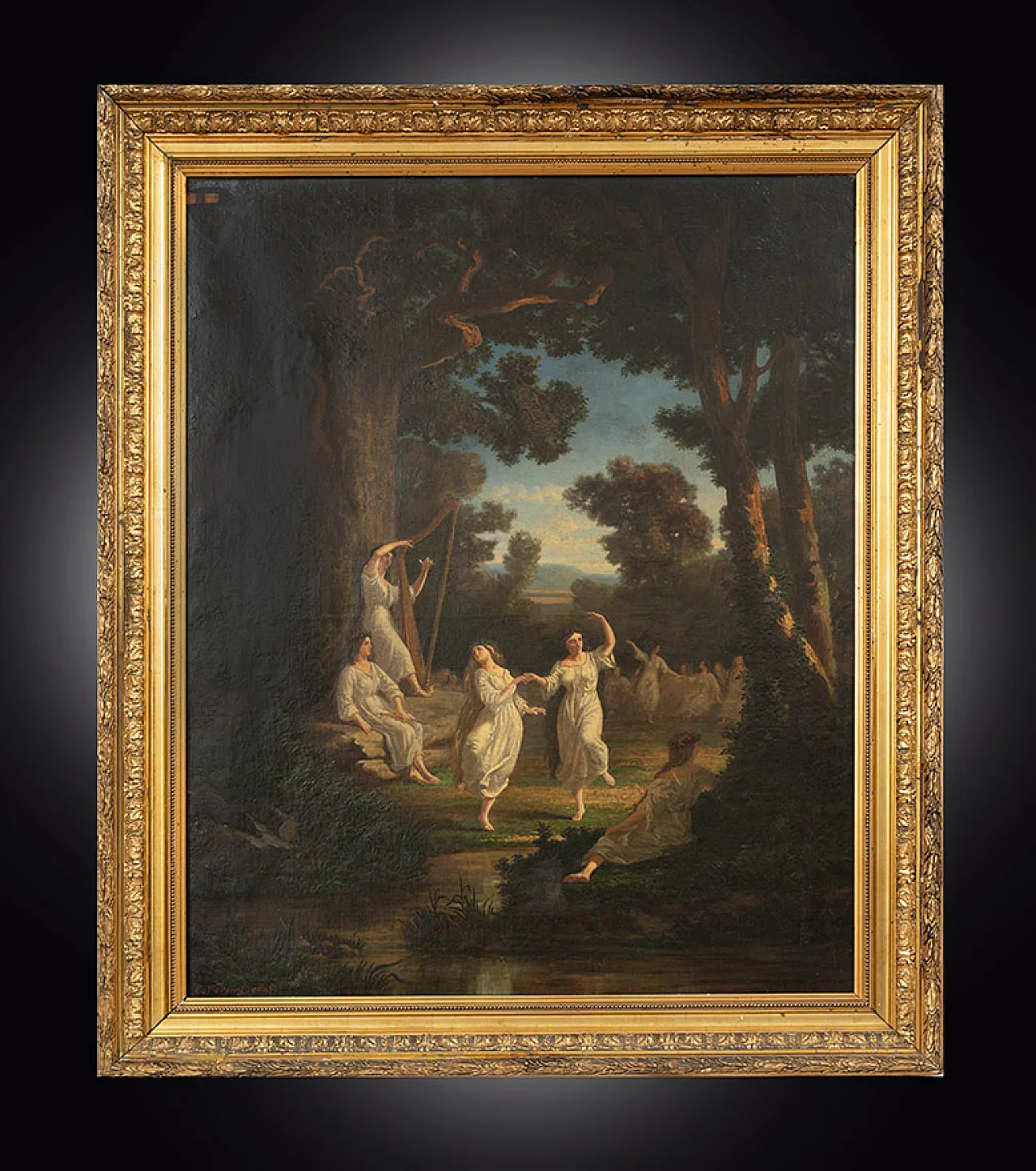 Painting oil on neoclassical canvas signed C. Vergnes, 1866 1