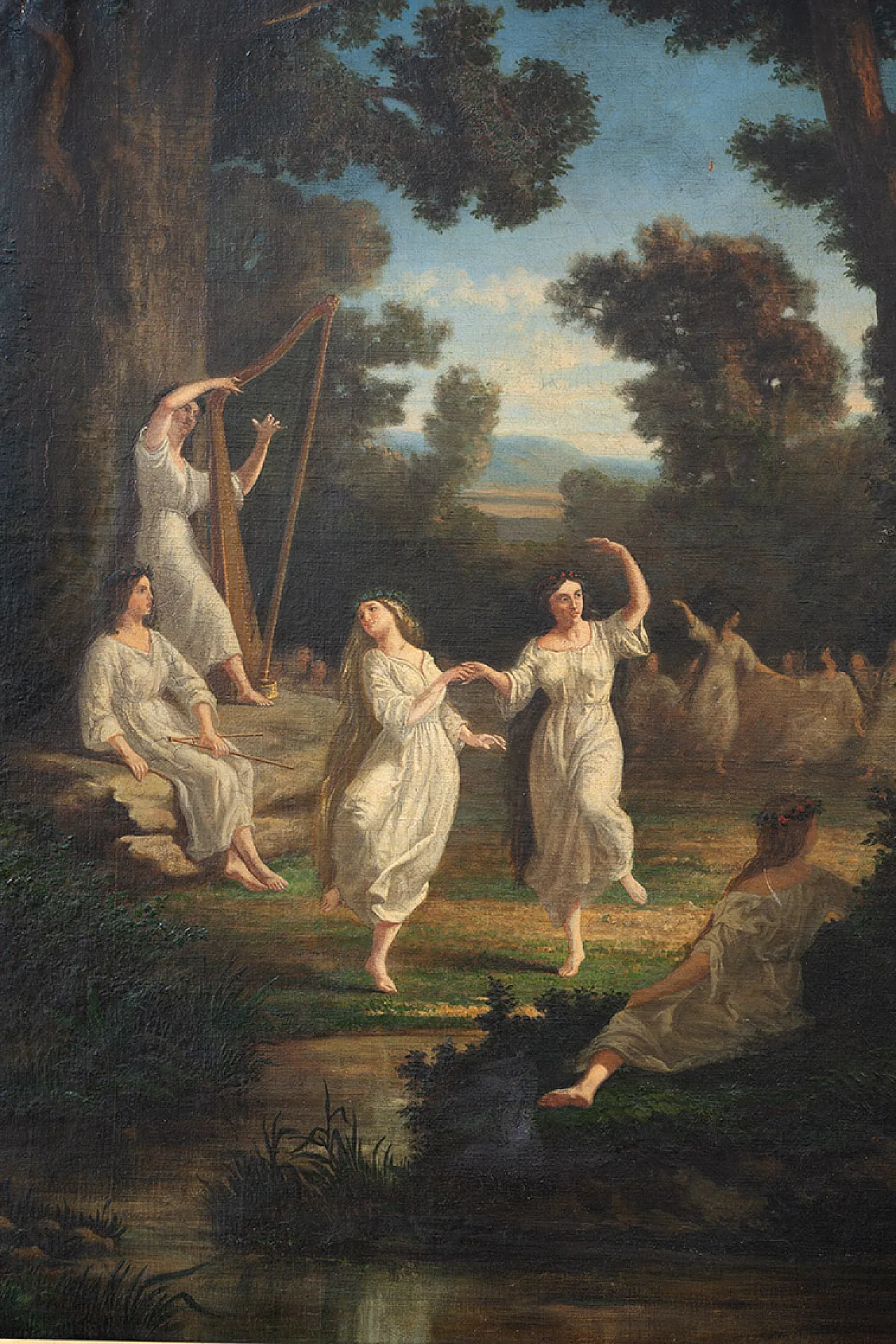 Painting oil on neoclassical canvas signed C. Vergnes, 1866 2