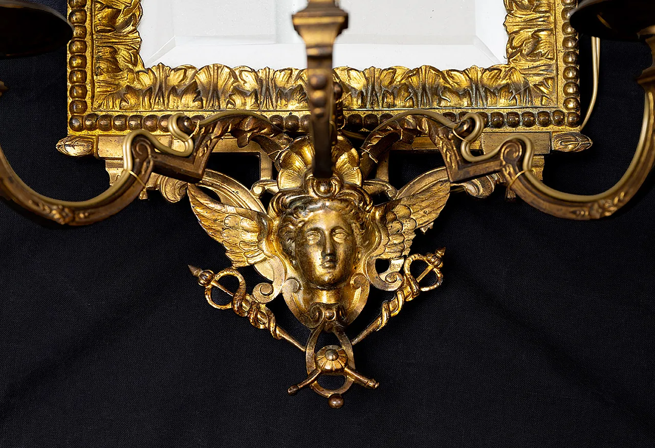 Coppia di specchiere "Ventoline"Napoleone III in bronzo dorato, '800 2