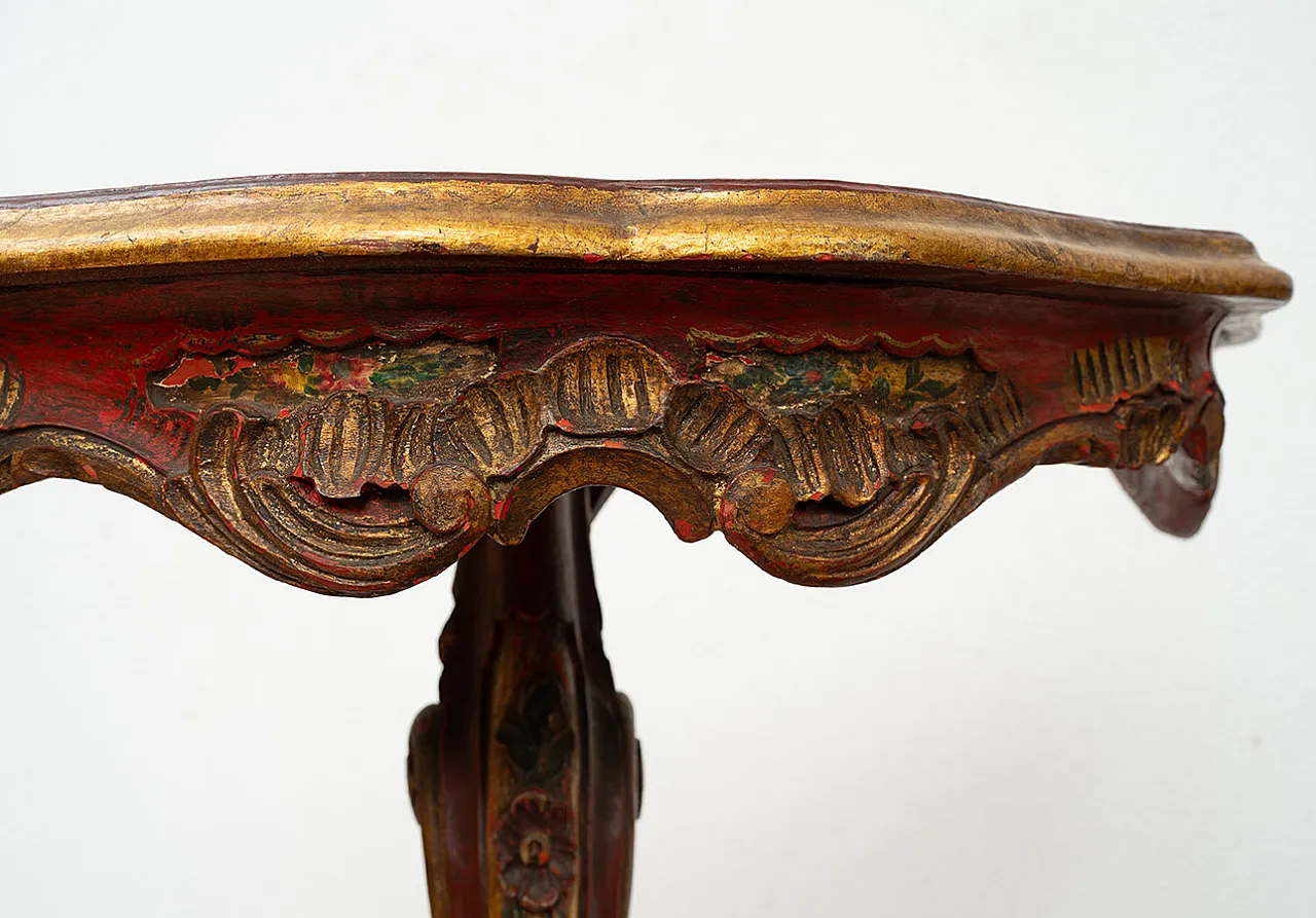 Pair of demi console moons in lacquered wood and painted, 19th century 3