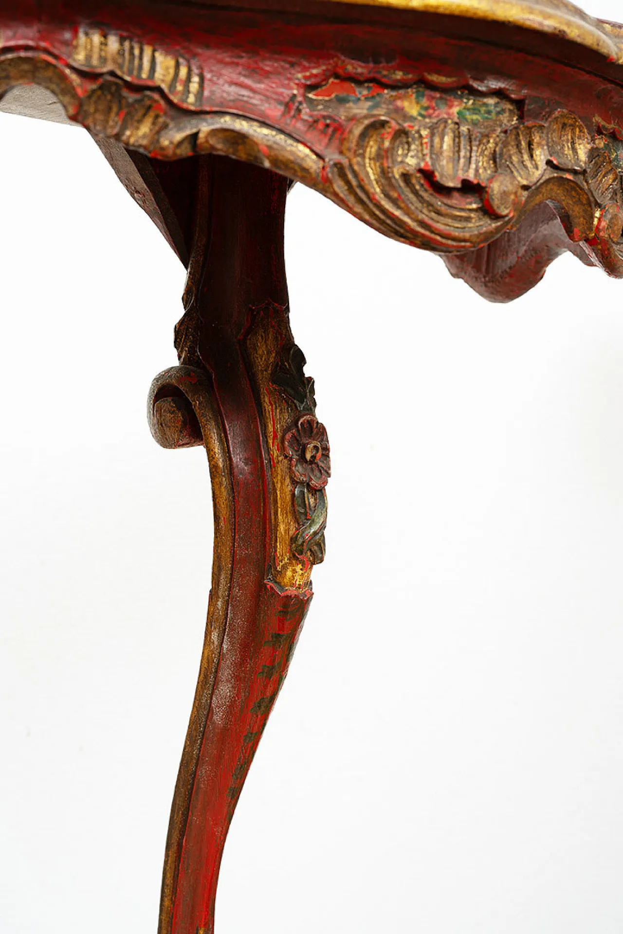 Pair of demi console moons in lacquered wood and painted, 19th century 4