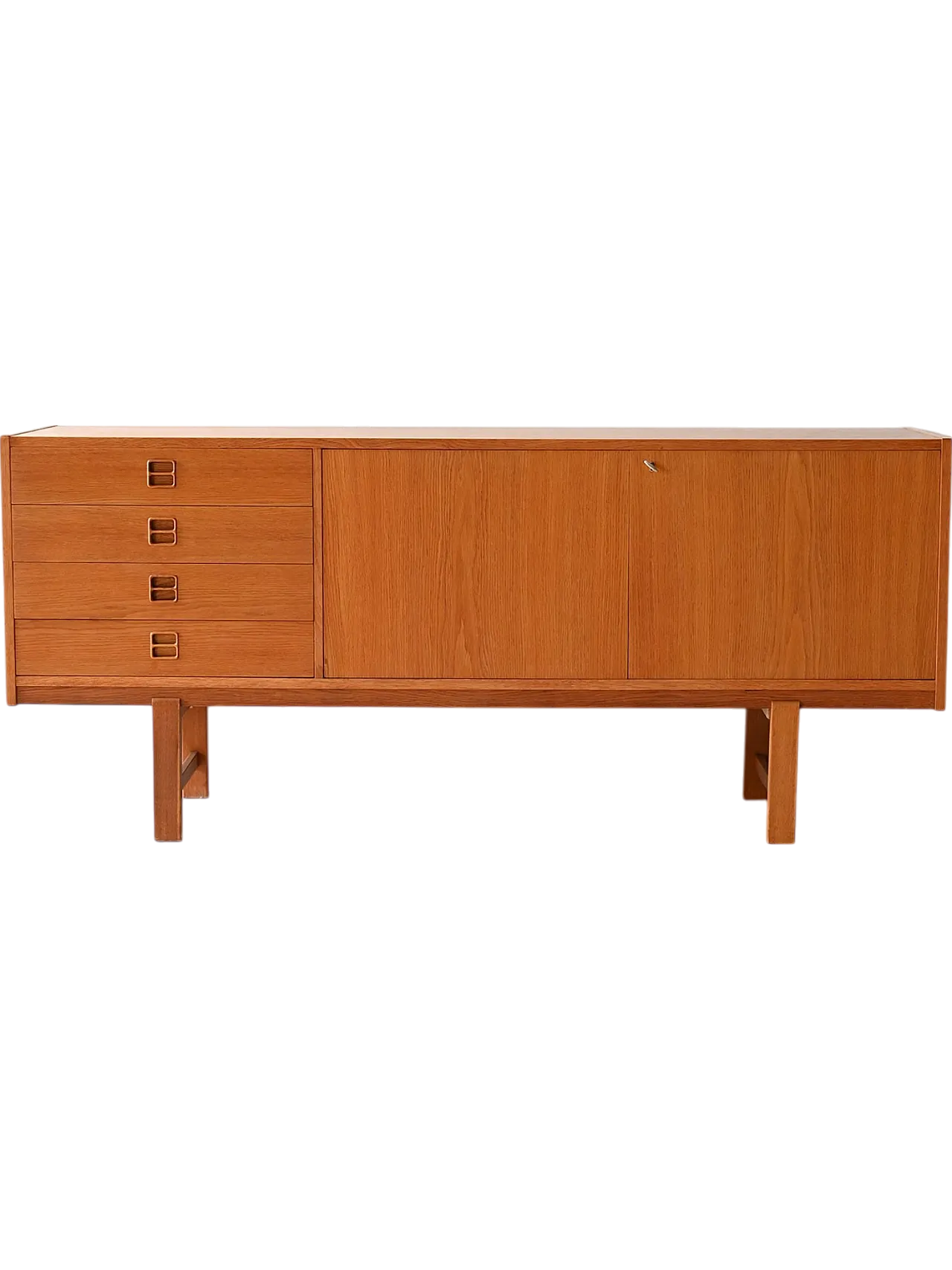 Sideboard scandinavo vintage in rovere con cassetti, anni '60 13