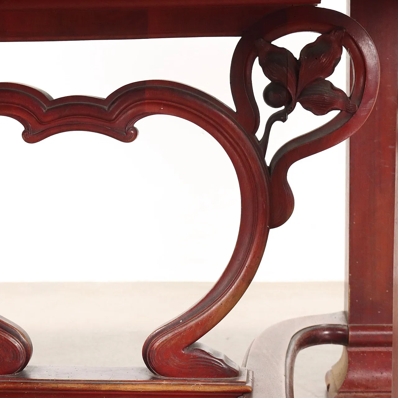 Tavolo Liberty in noce dipinto, allungabile, inizio '900 7