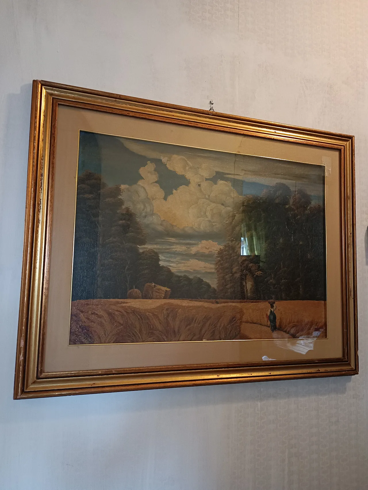 Dorigo, The Harvest, oil on wood painting signed, 20th century 2