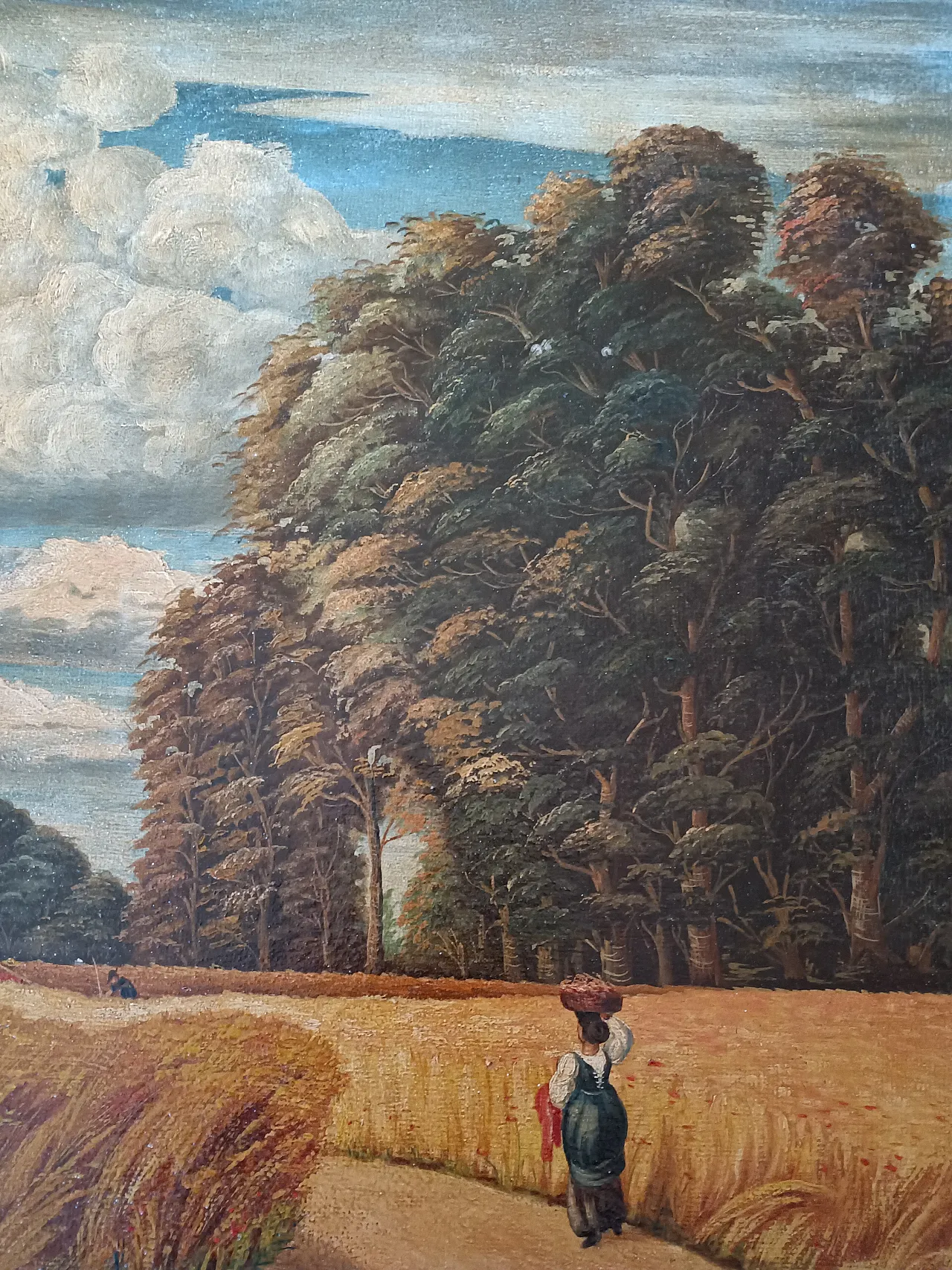 Dorigo, The Harvest, oil on wood painting signed, 20th century 4