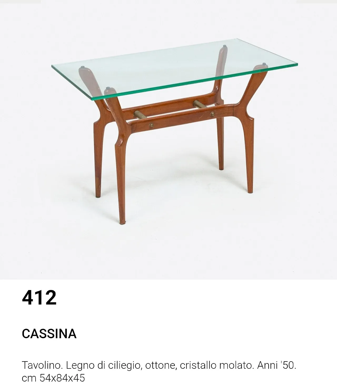 Table cherry wood and crystal attributed to Cassina, 50s 7