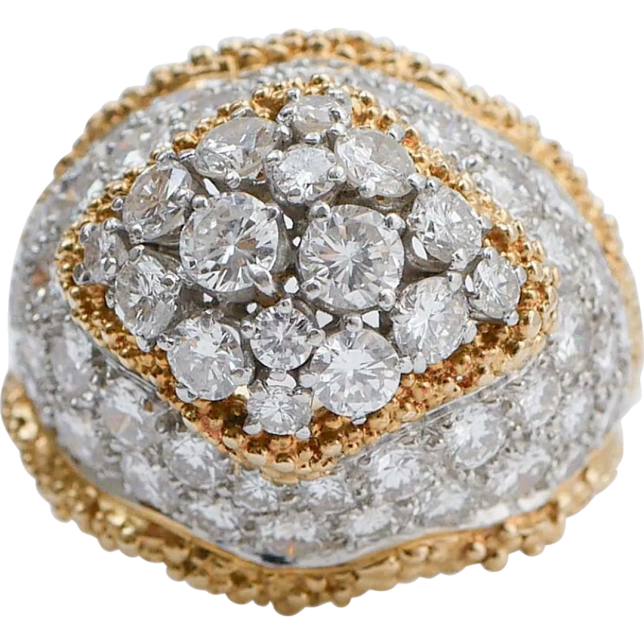 Diamond ring, 18K yellow gold and platinum, 1950s 6