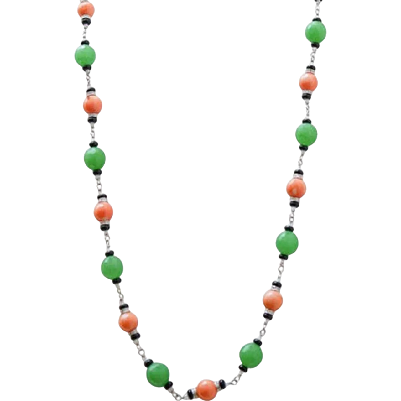 Necklace in gold, coral, onyx, jade, diamonds, crystal, 1970s 9