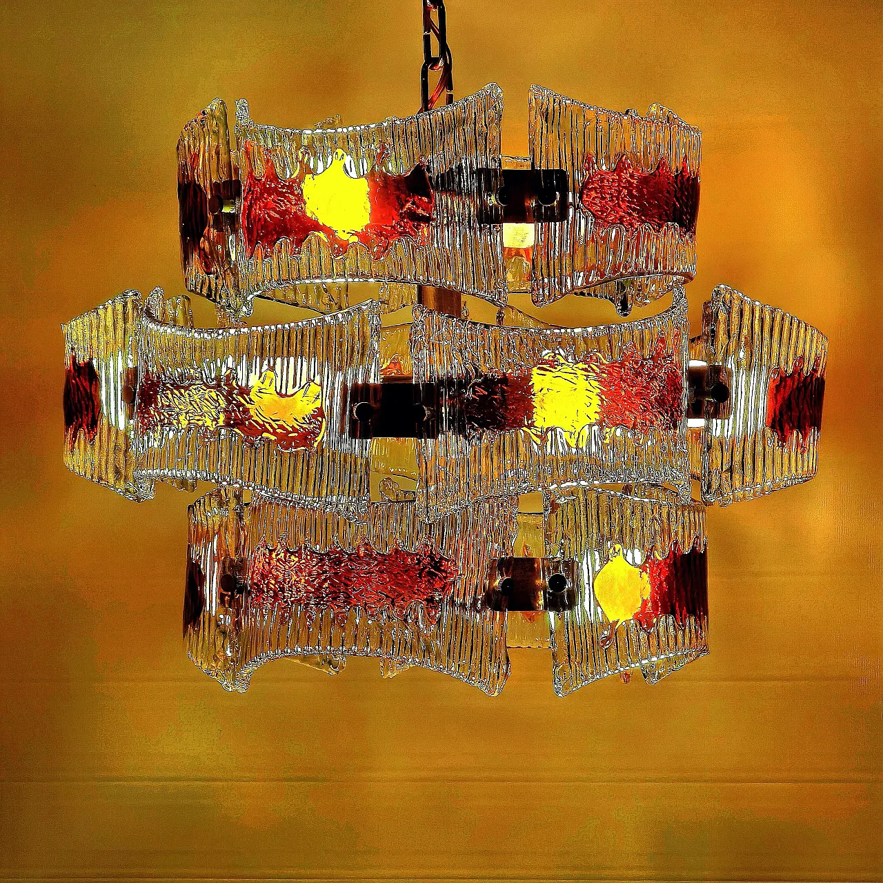 Coloured Murano glass chandelier, 1970s 1