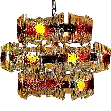 Lampadario in vetro di Murano colorato, anni ‘70