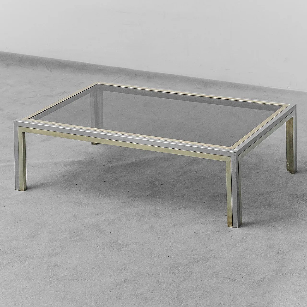 Metal and brass coffee table, 70s 1
