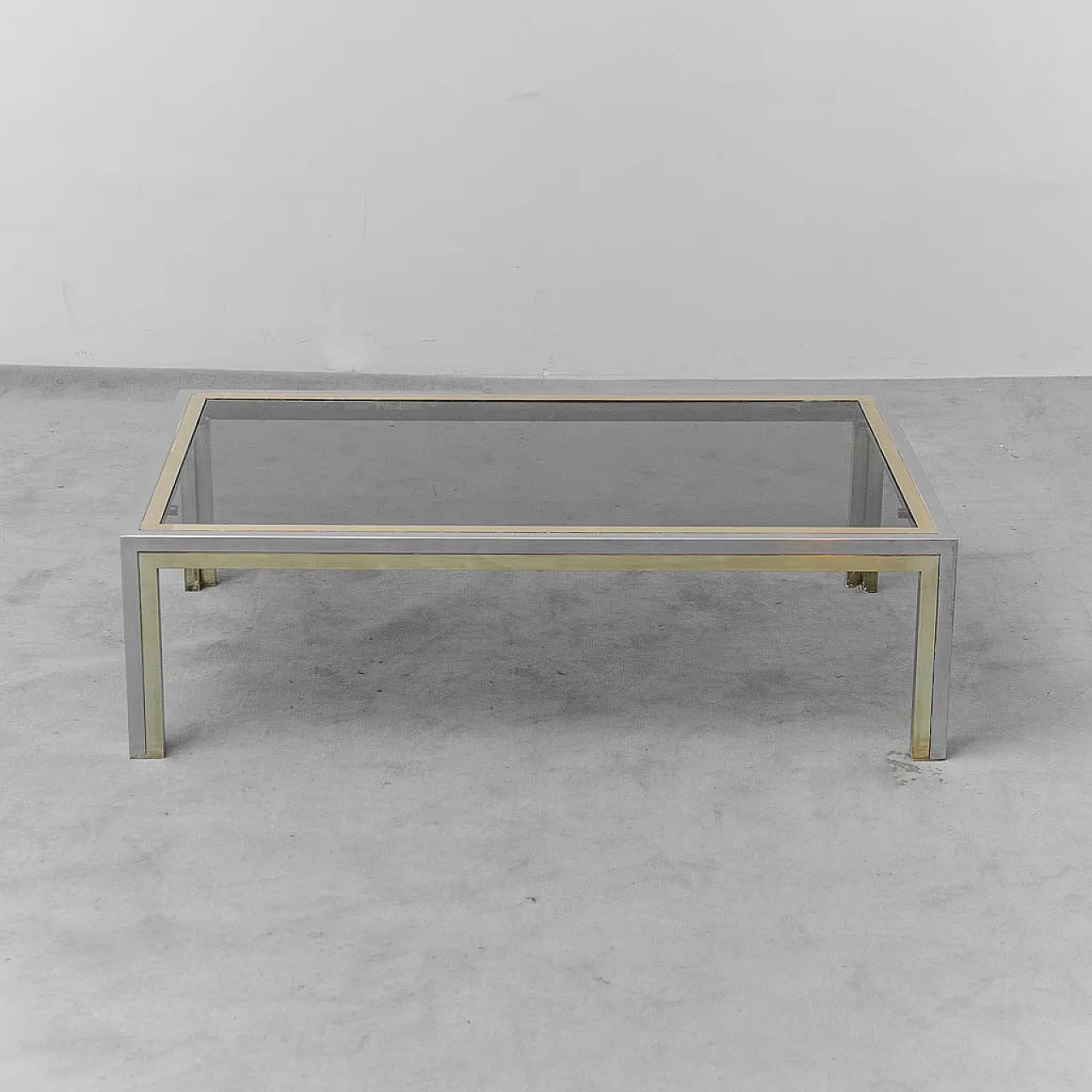Metal and brass coffee table, 70s 3