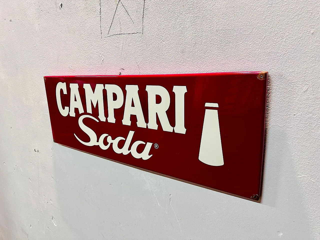 Cartello Campari Soda in ferro, anni '50 3