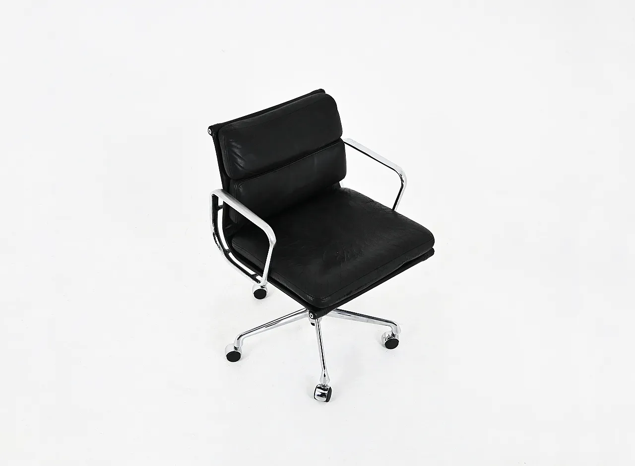 Black Leather Soft Pad Chair by Charles & Ray Eames for Vitra, 1970s 2