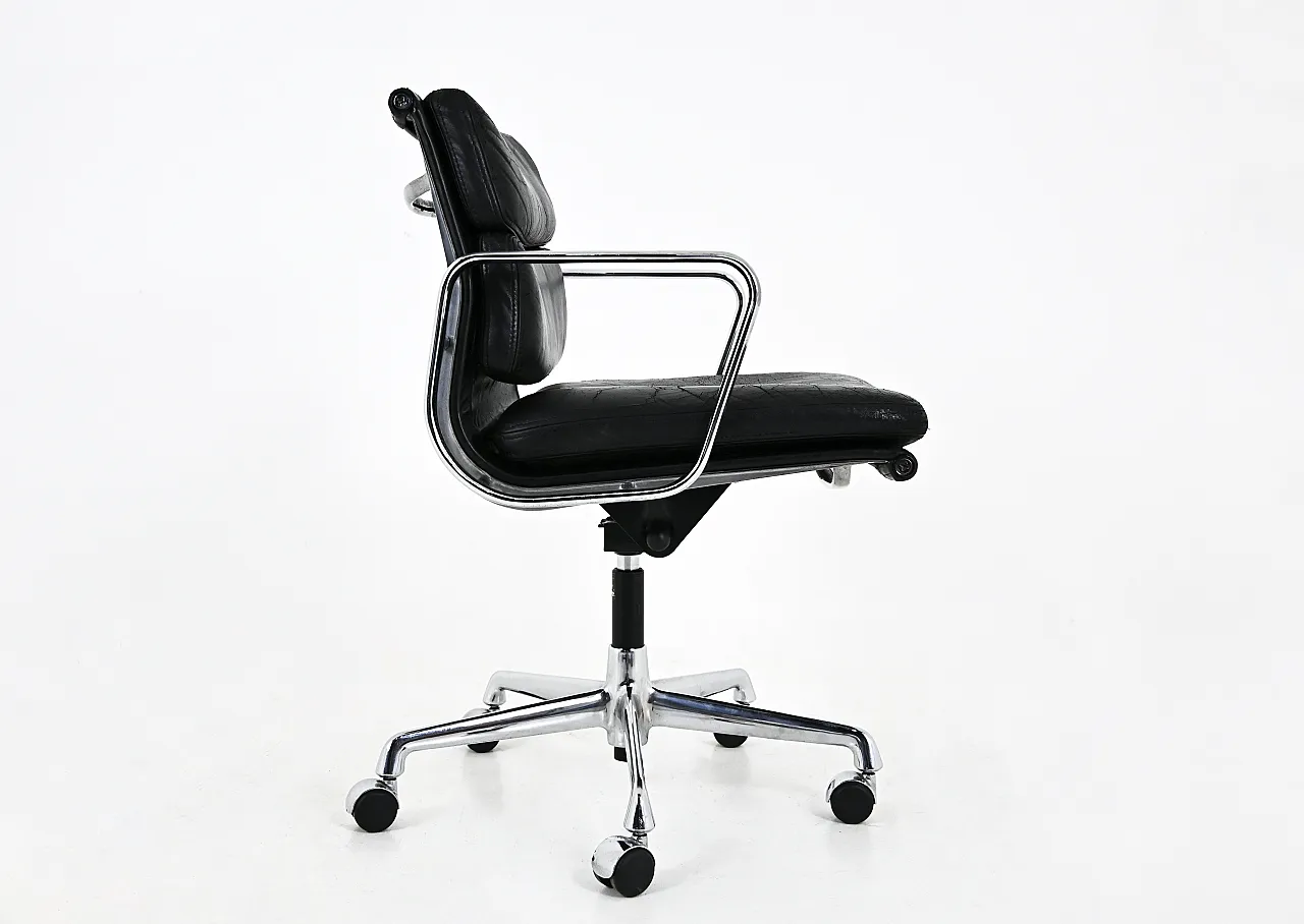 Black Leather Soft Pad Chair by Charles & Ray Eames for Vitra, 1970s 4