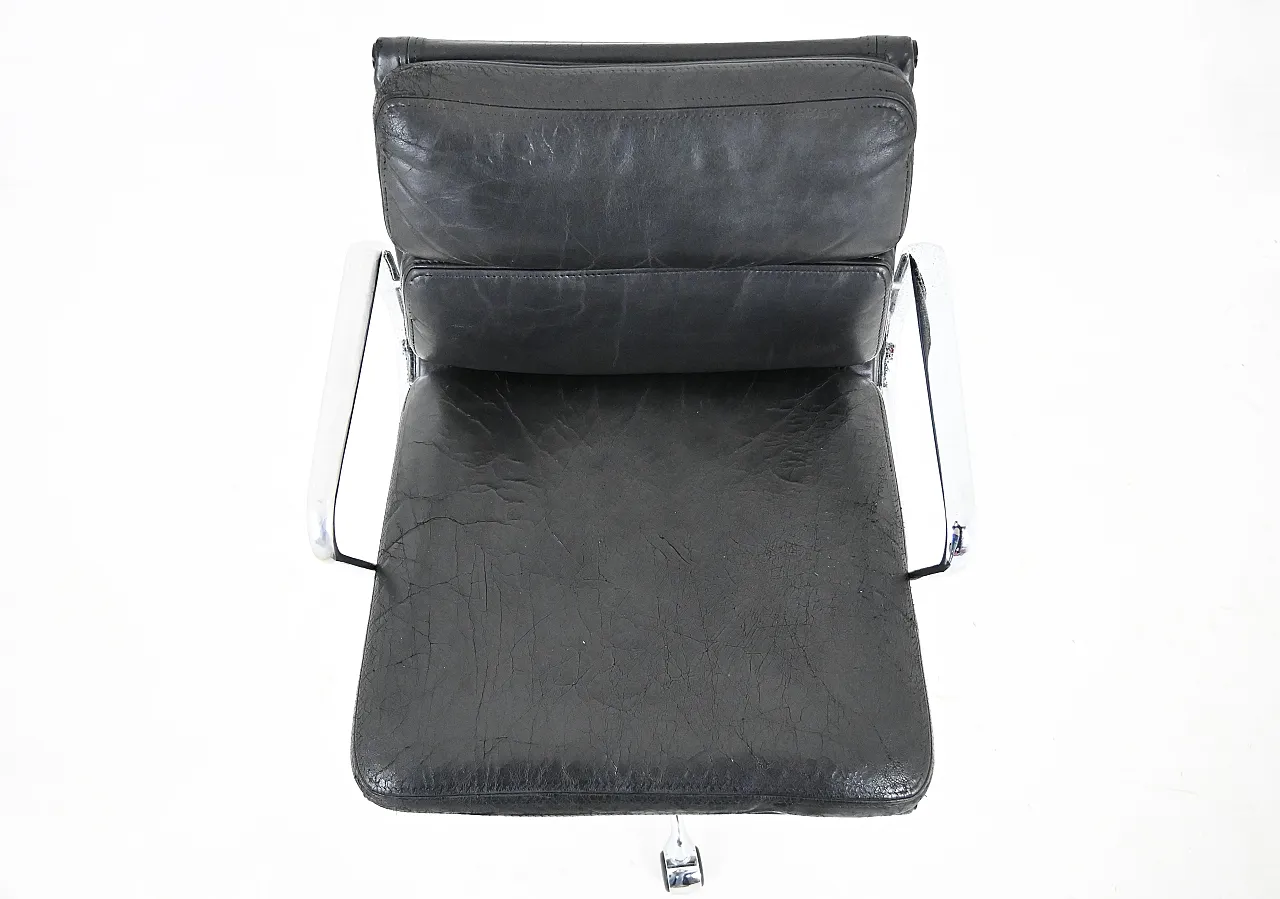 Black Leather Soft Pad Chair by Charles & Ray Eames for Vitra, 1970s 7