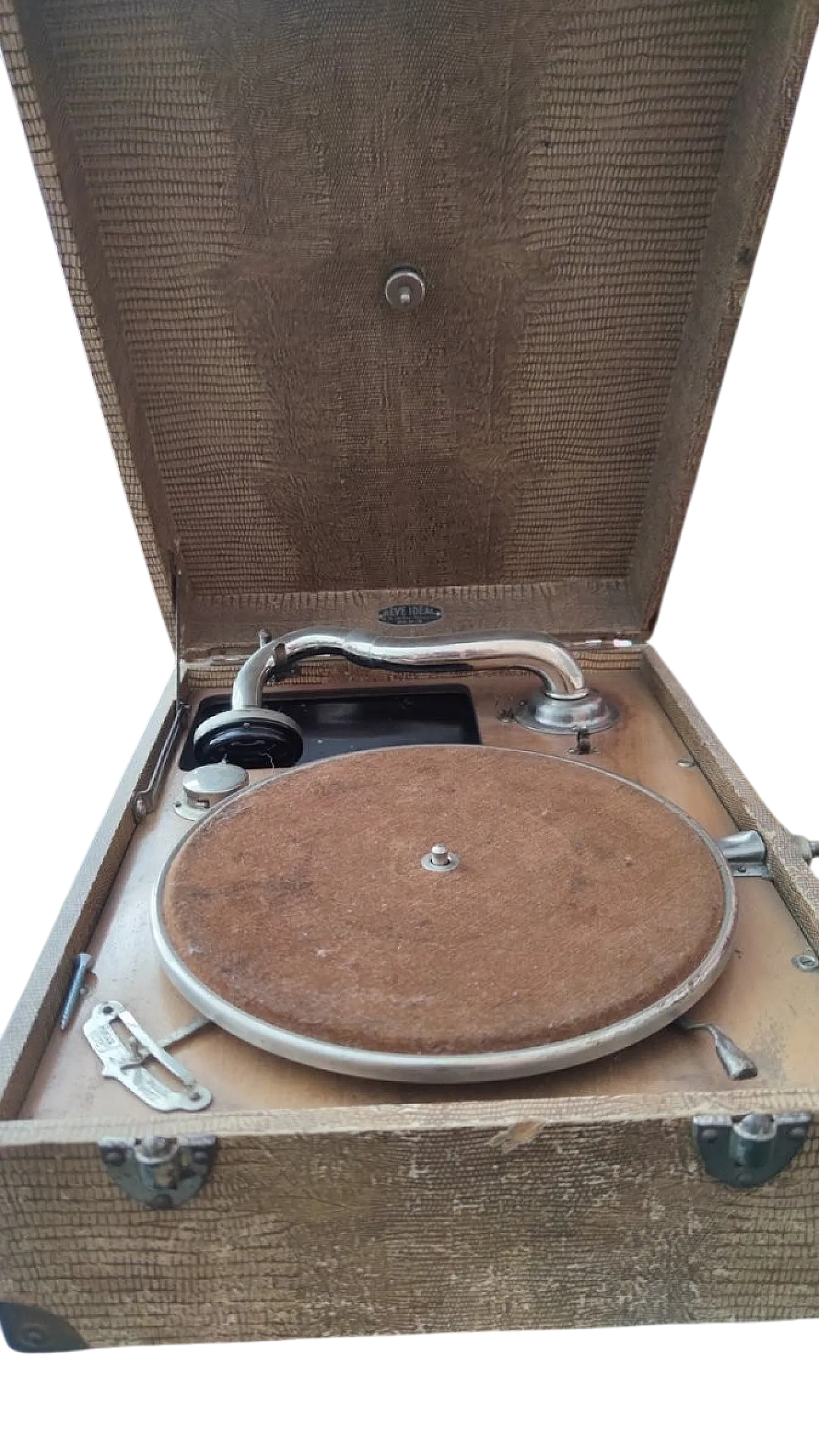 Grammofono in metallo marrone, anni '20 8