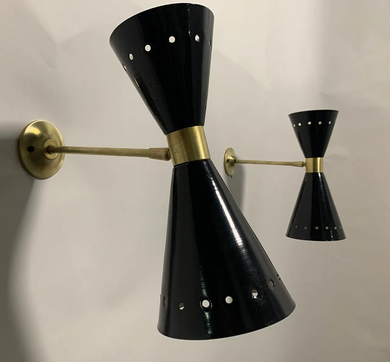 Black Diablo Sconce in Brass, 1950s 3
