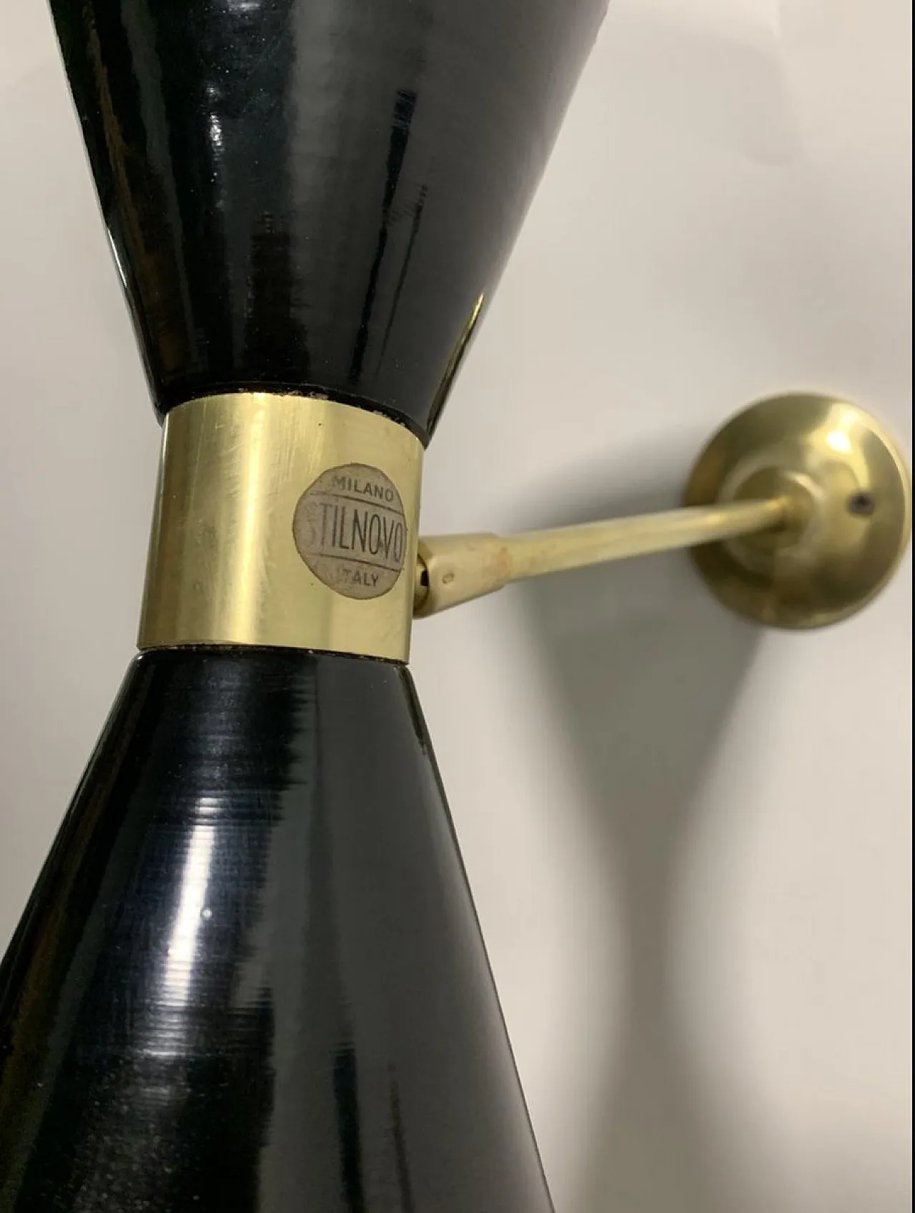 Black Diablo Sconce in Brass, 1950s 4