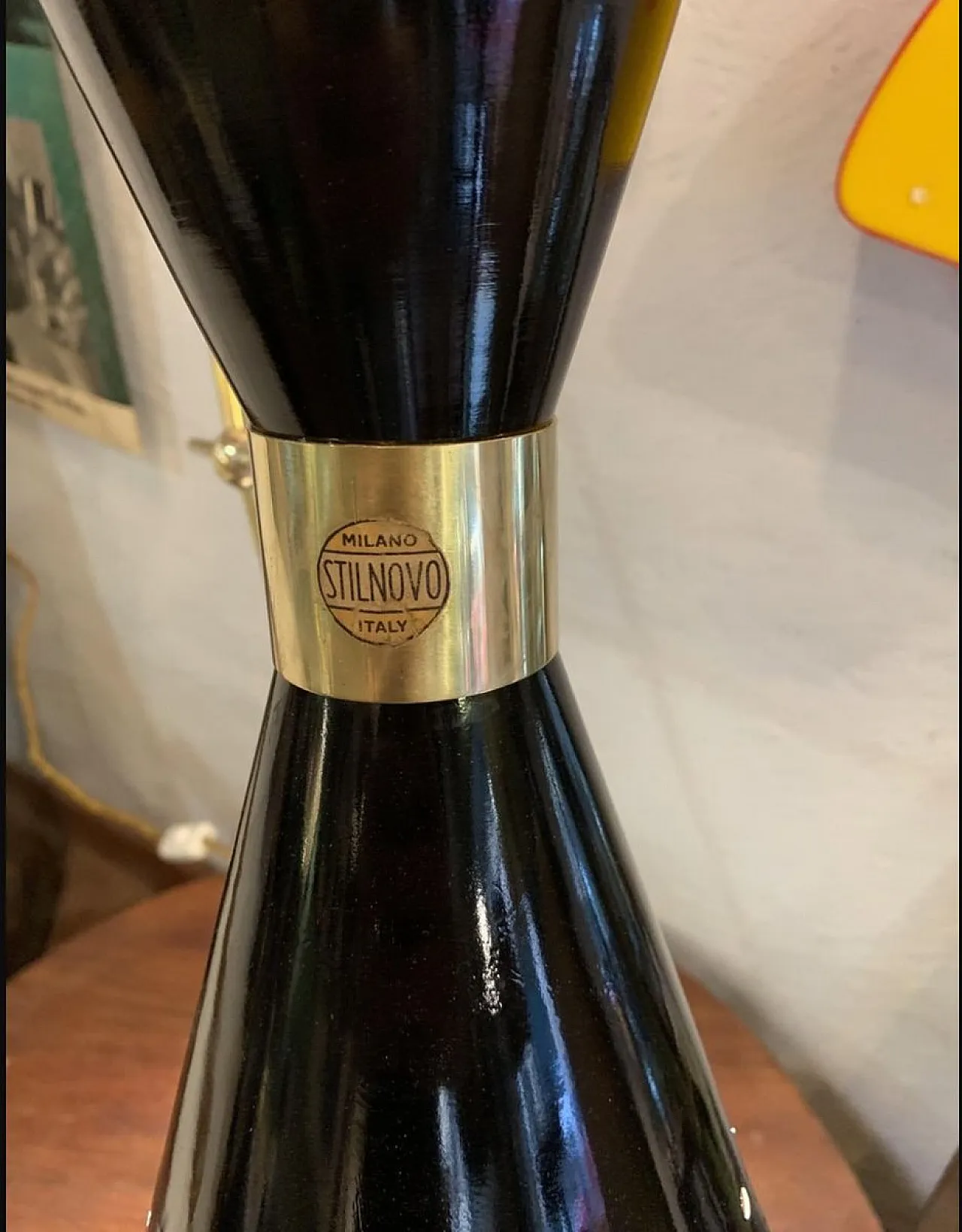 Black Diablo Sconce in Brass, 1950s 5