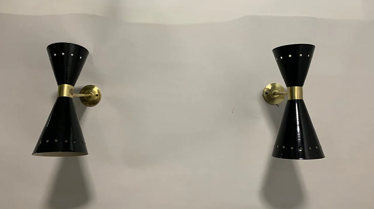 Black Diablo Sconce in Brass, 1950s 6