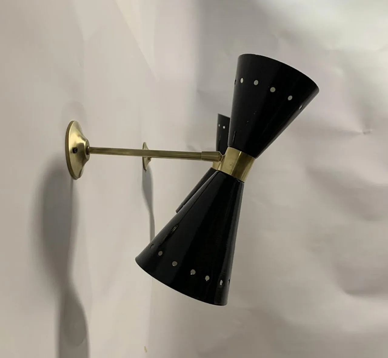Black Diablo Sconce in Brass, 1950s 7