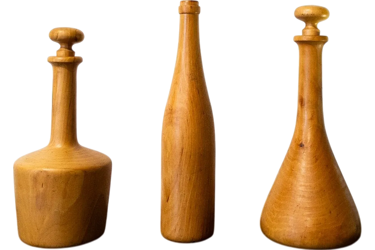3 Vasi in legno, anni '70 6