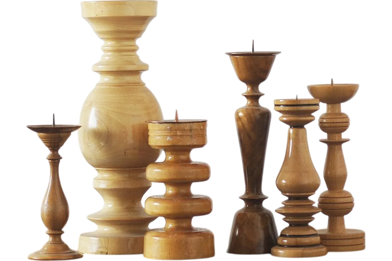6 Portacandele in legno, anni '70 4