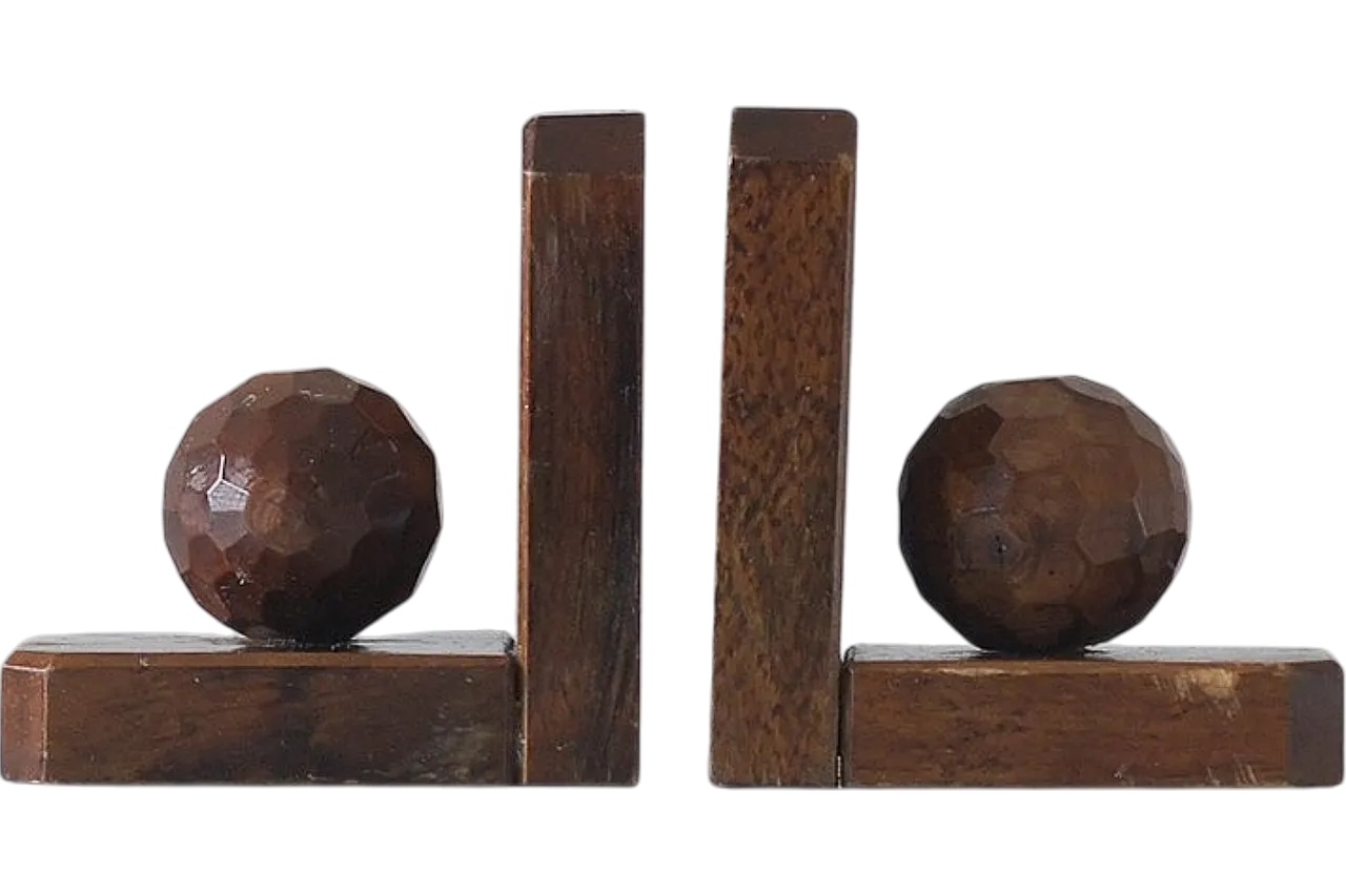 Coppia di fermalibri Mid-Century in legno, anni '30 6