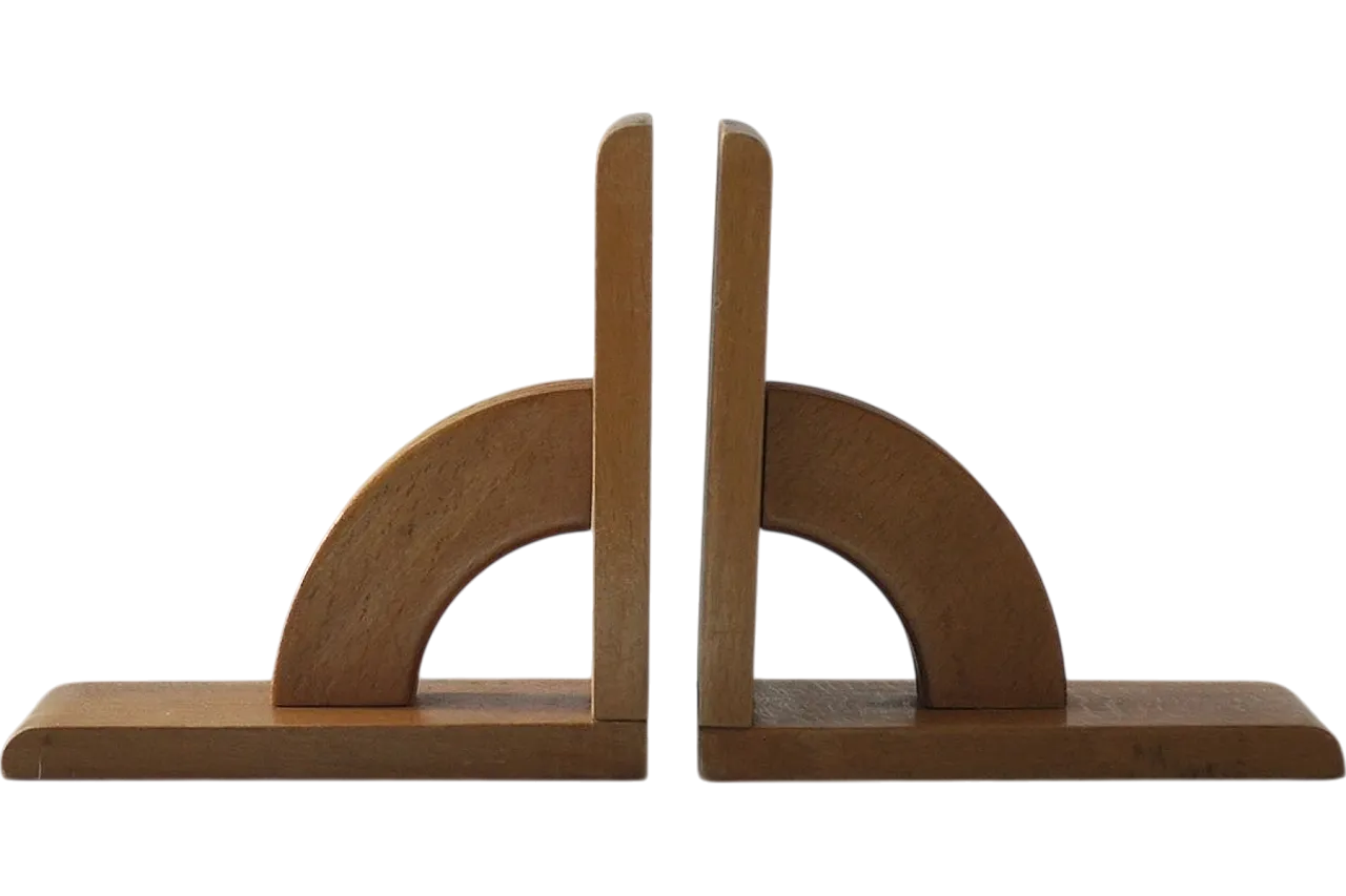 Coppia di fermalibri Mid-Century in legno, anni '50 5