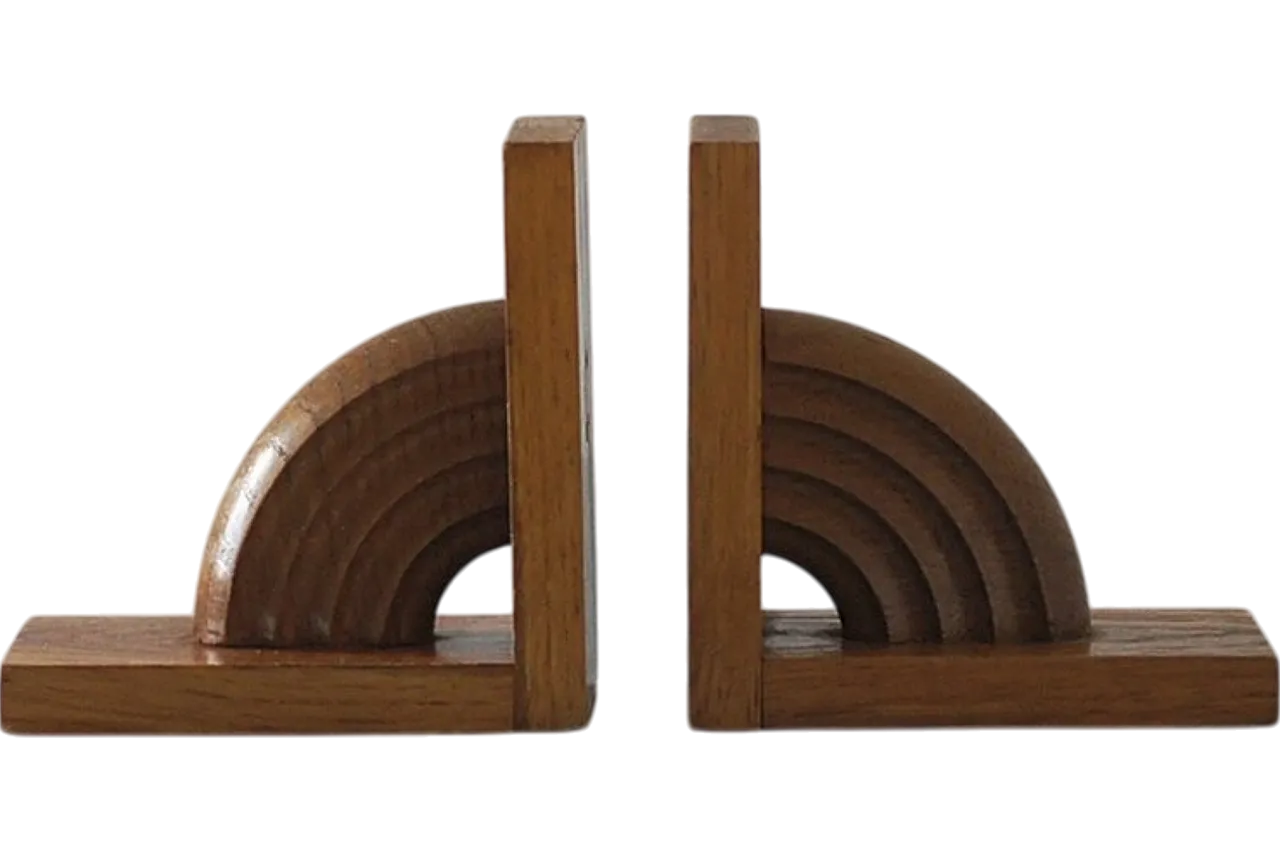 Coppia di fermalibri Mid-Century in legno, anni '50 5