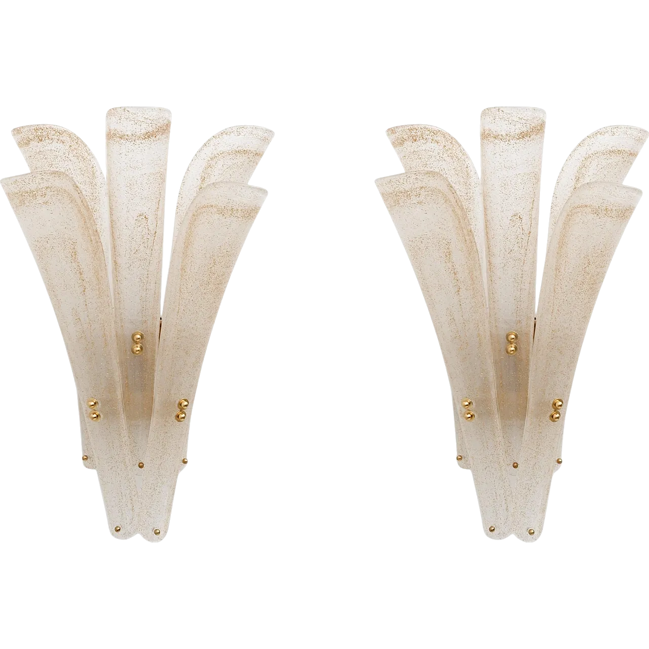 Pair of Murano glass and gold leaf wall sconces, 2000s 14