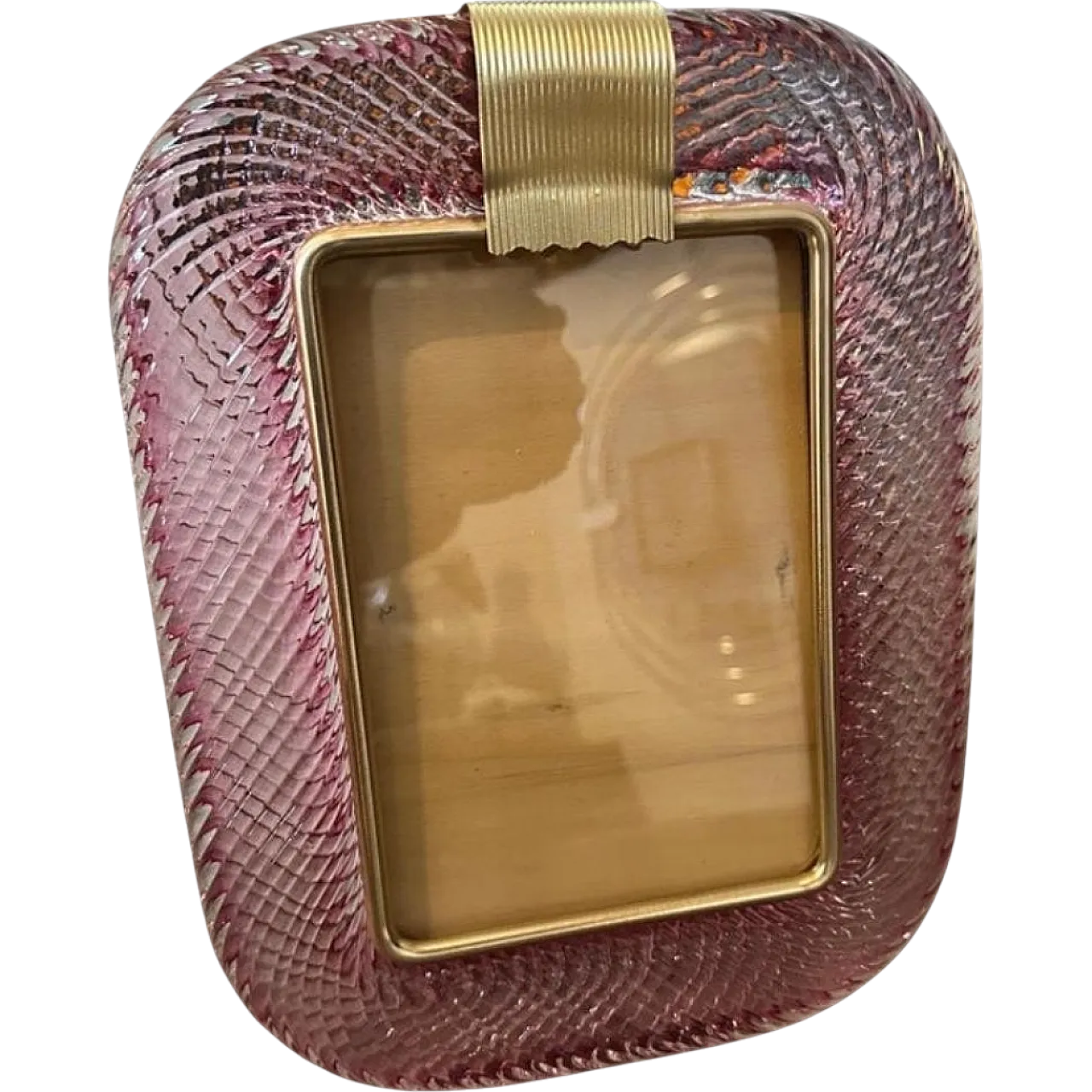 Pink Murano glass and brass frame by Barovier, 1990s 9
