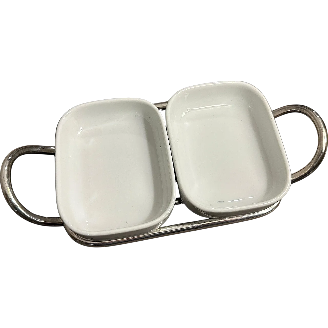 Lino Sabattini's aperitif tray in silver and ceramic, 1980s 13