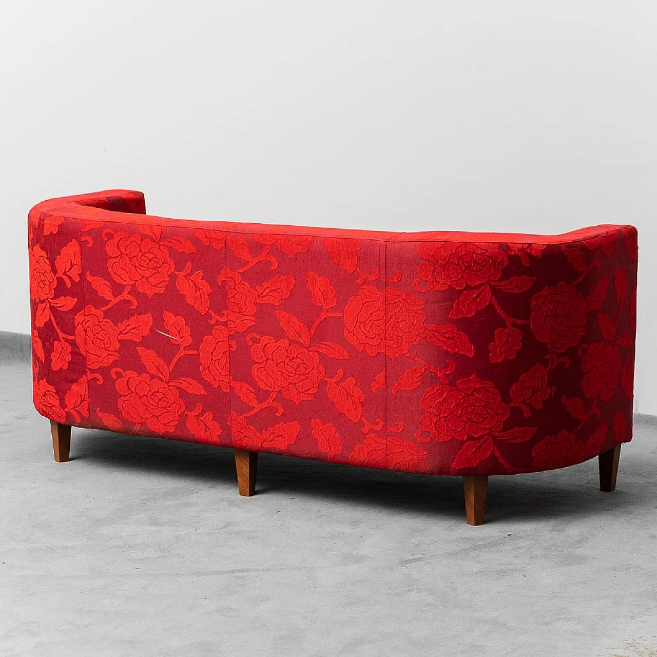 3 -seater sofa in red fabric, 60s 7