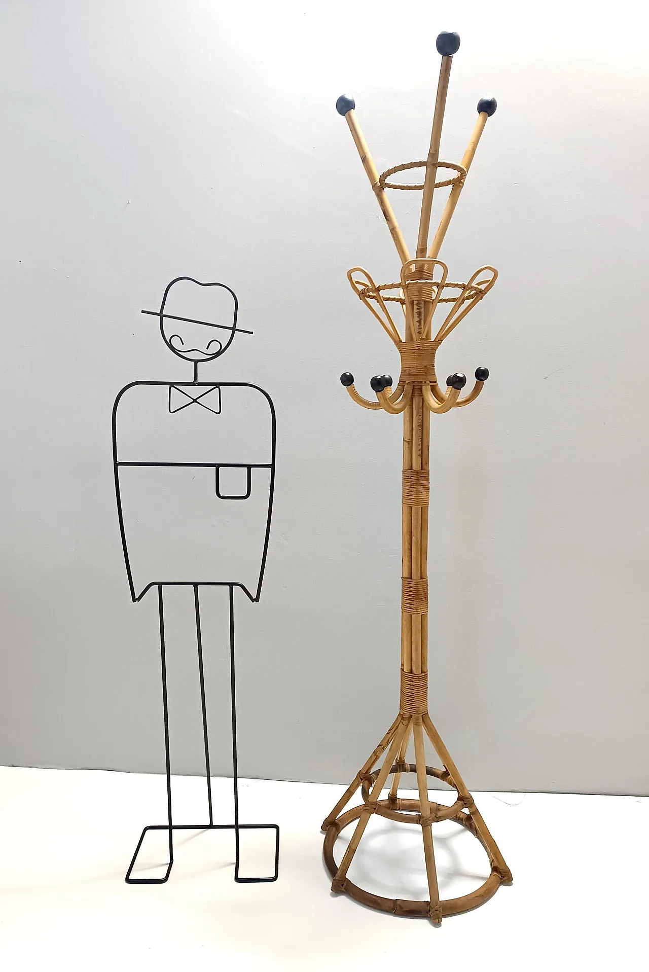 Wicker and Bamboo Coat Rack by Fratelli Castano, Italy 4