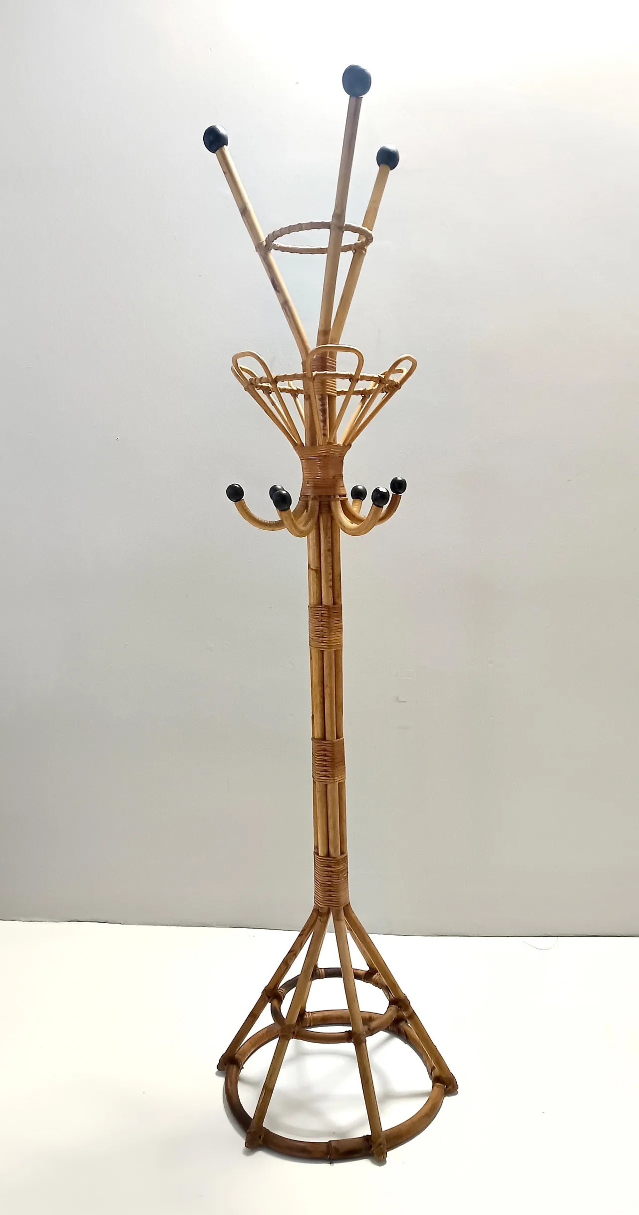 Wicker and Bamboo Coat Rack by Fratelli Castano, Italy 5