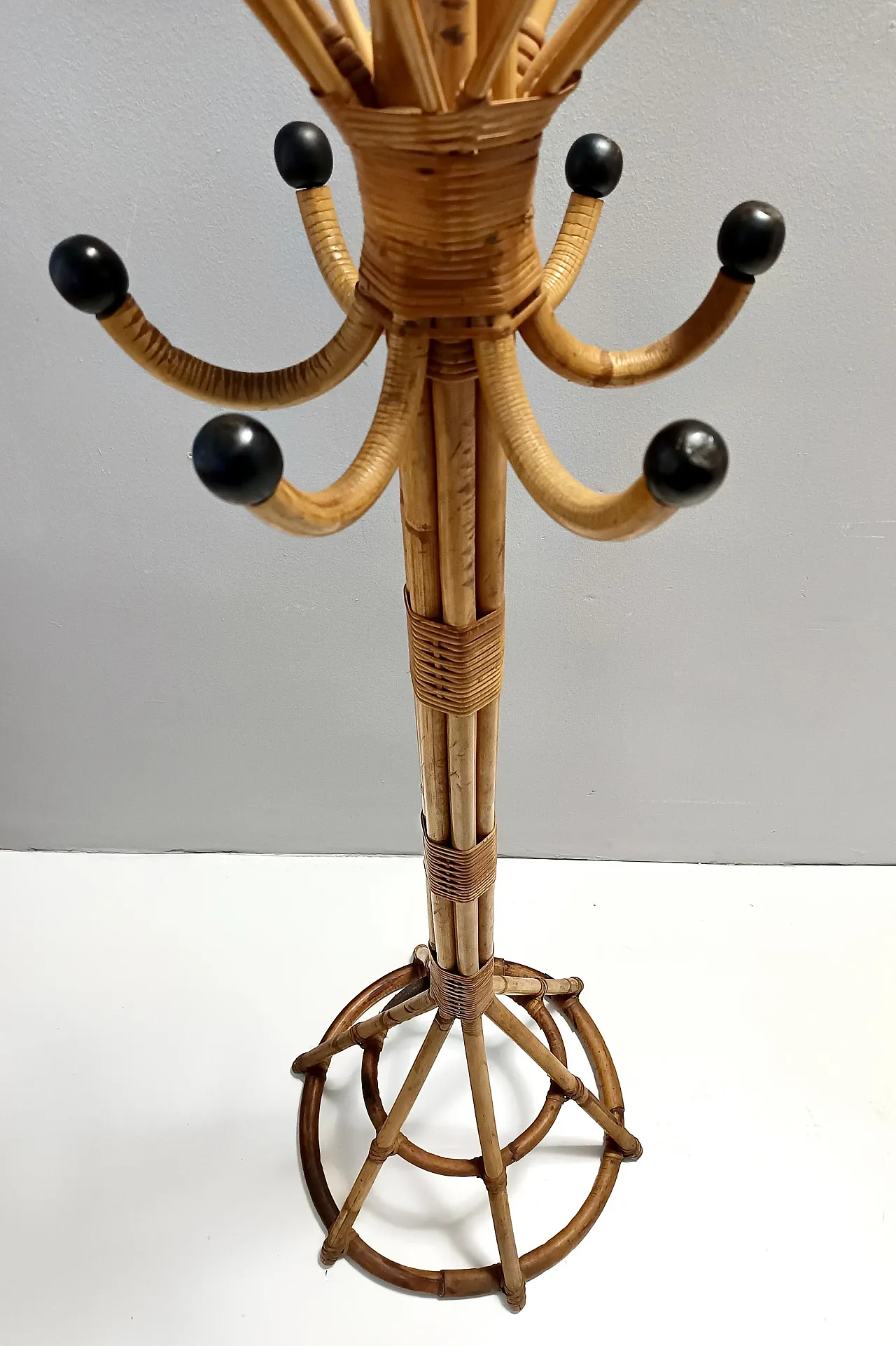 Wicker and Bamboo Coat Rack by Fratelli Castano, Italy 7