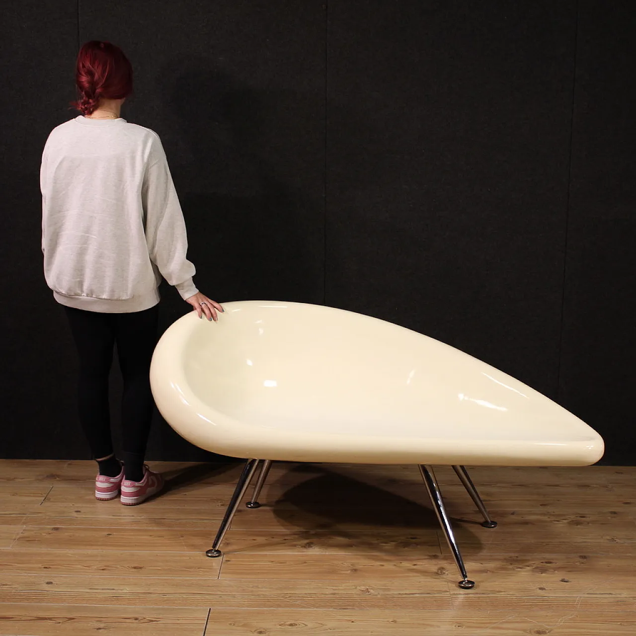 Fiberglass Space age sofa with chromed feet, 1970s 3