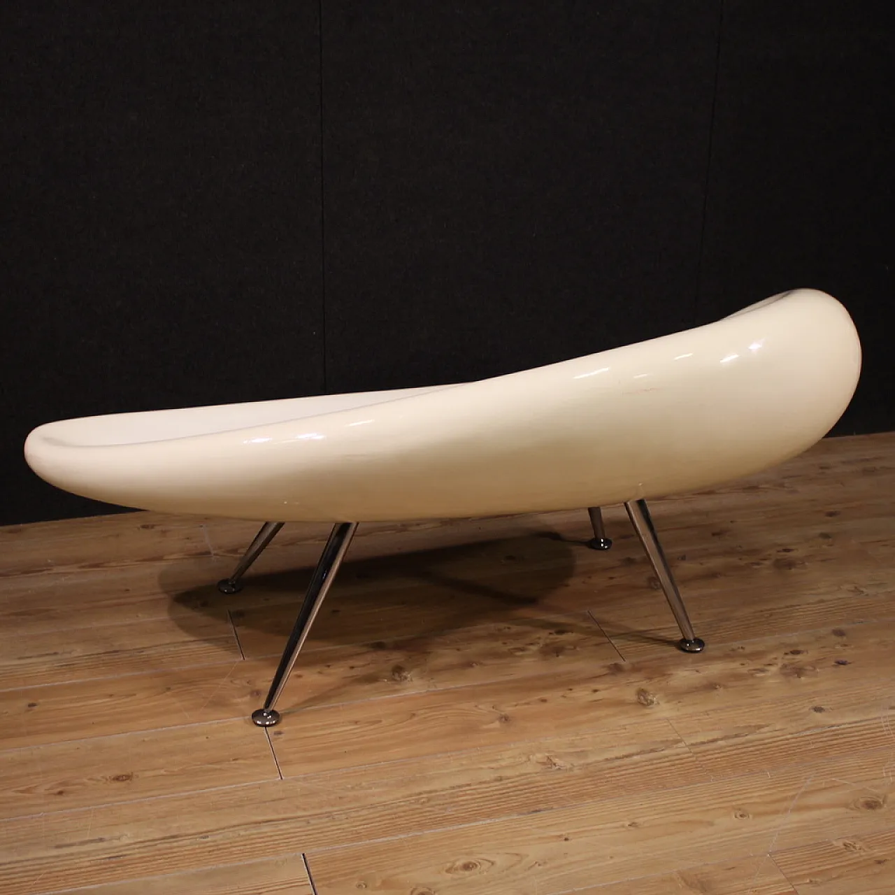 Fiberglass Space age sofa with chromed feet, 1970s 5