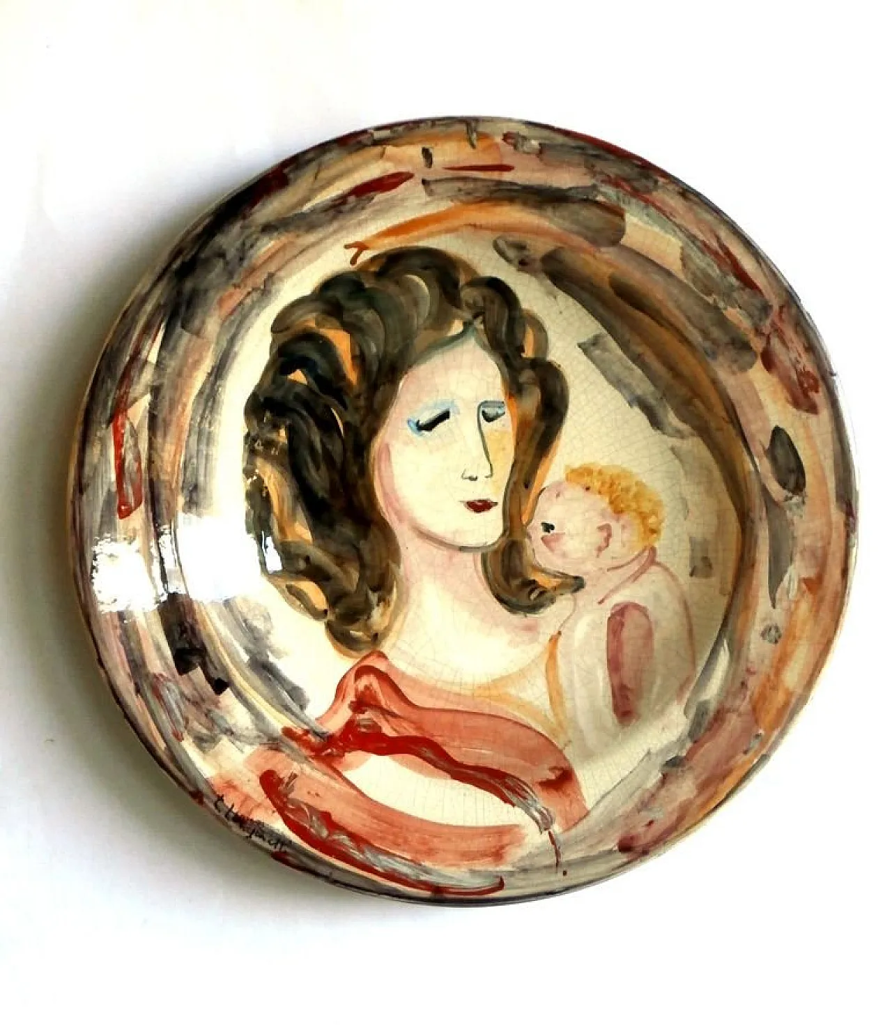 Piatto in ceramica di Trento Longaretti per Rossicone, anni '80 1