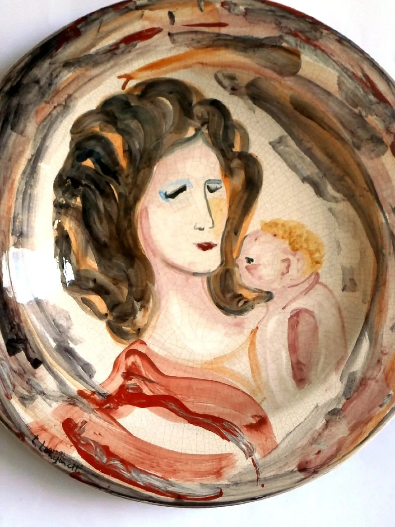 Piatto in ceramica di Trento Longaretti per Rossicone, anni '80 2