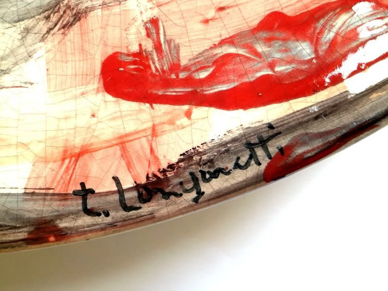 Piatto in ceramica di Trento Longaretti per Rossicone, anni '80 4