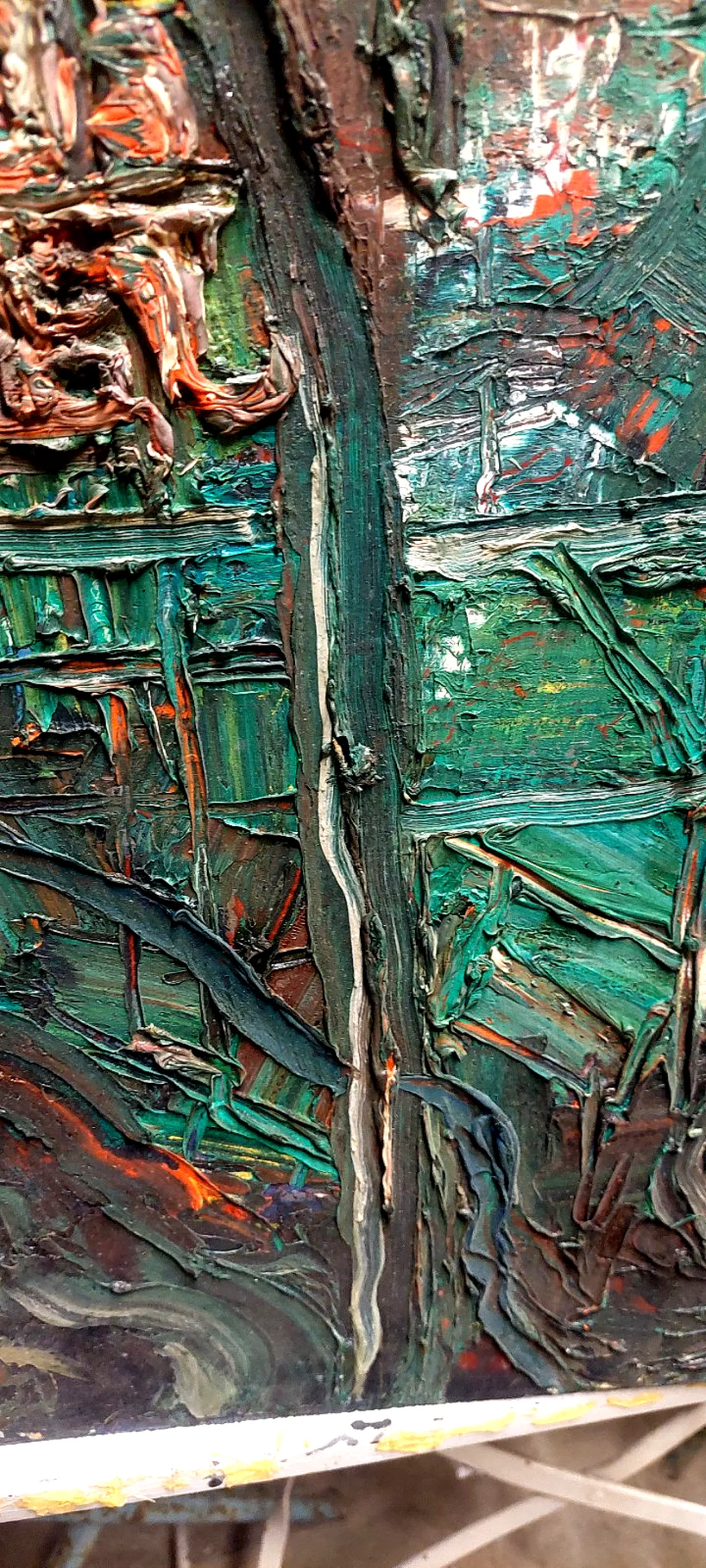 Abstract oil on panel painting by Raffaello Giannelli, 20th century 7