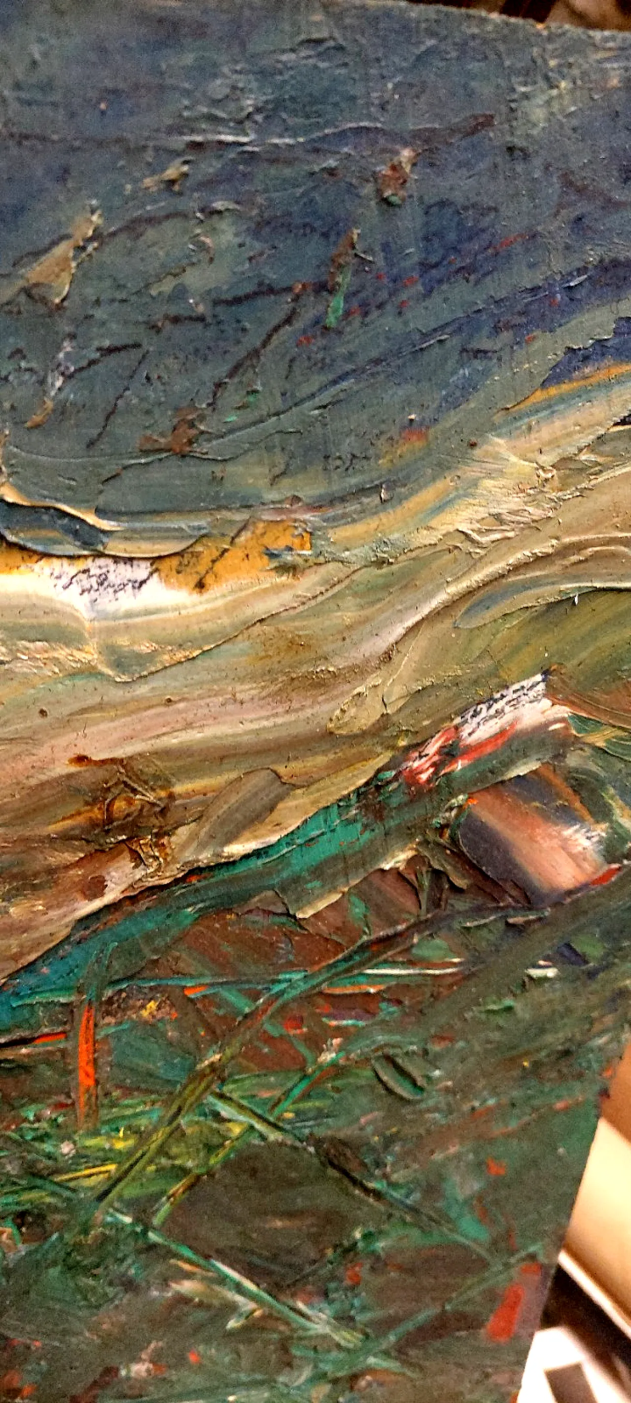 Abstract oil on panel painting by Raffaello Giannelli, 20th century 9