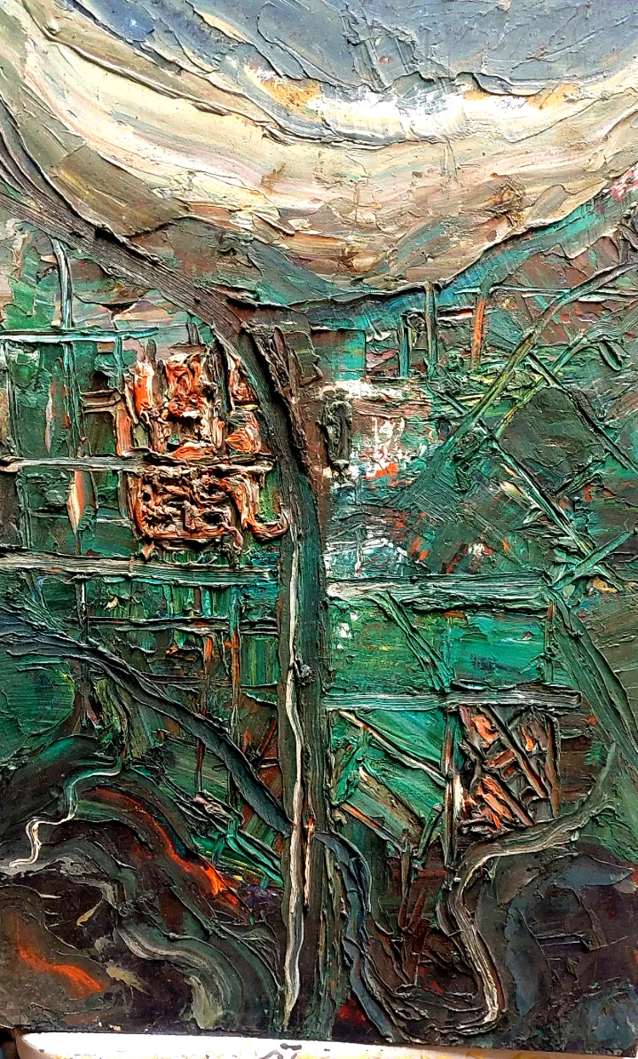 Abstract oil on panel painting by Raffaello Giannelli, 20th century 10