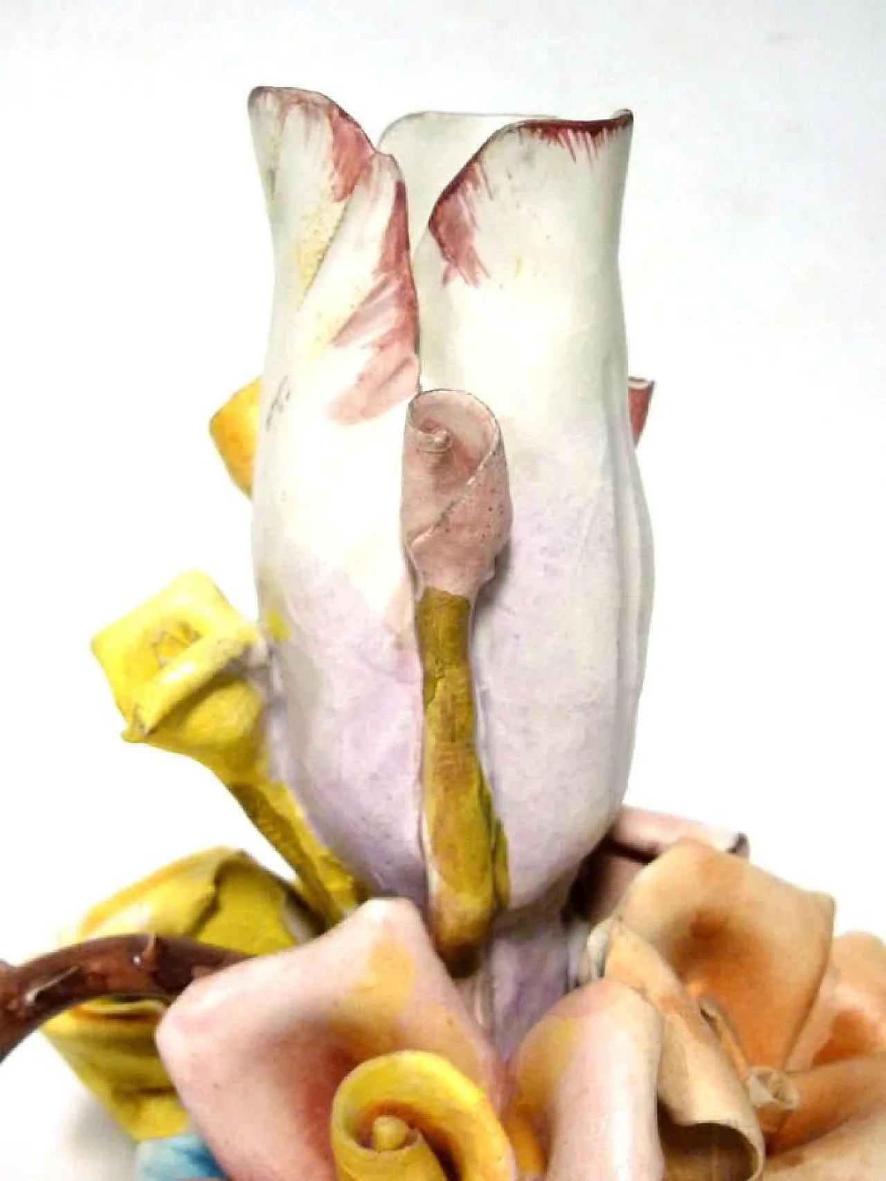 Capodimonte biscuit porcelain rose flower candleholder, 1950s 4